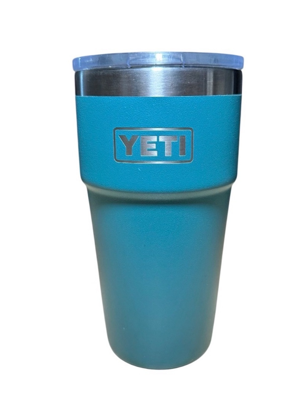 Yeti Teal Powder Coat Rambler Tumbler with Clear Lid- stackable